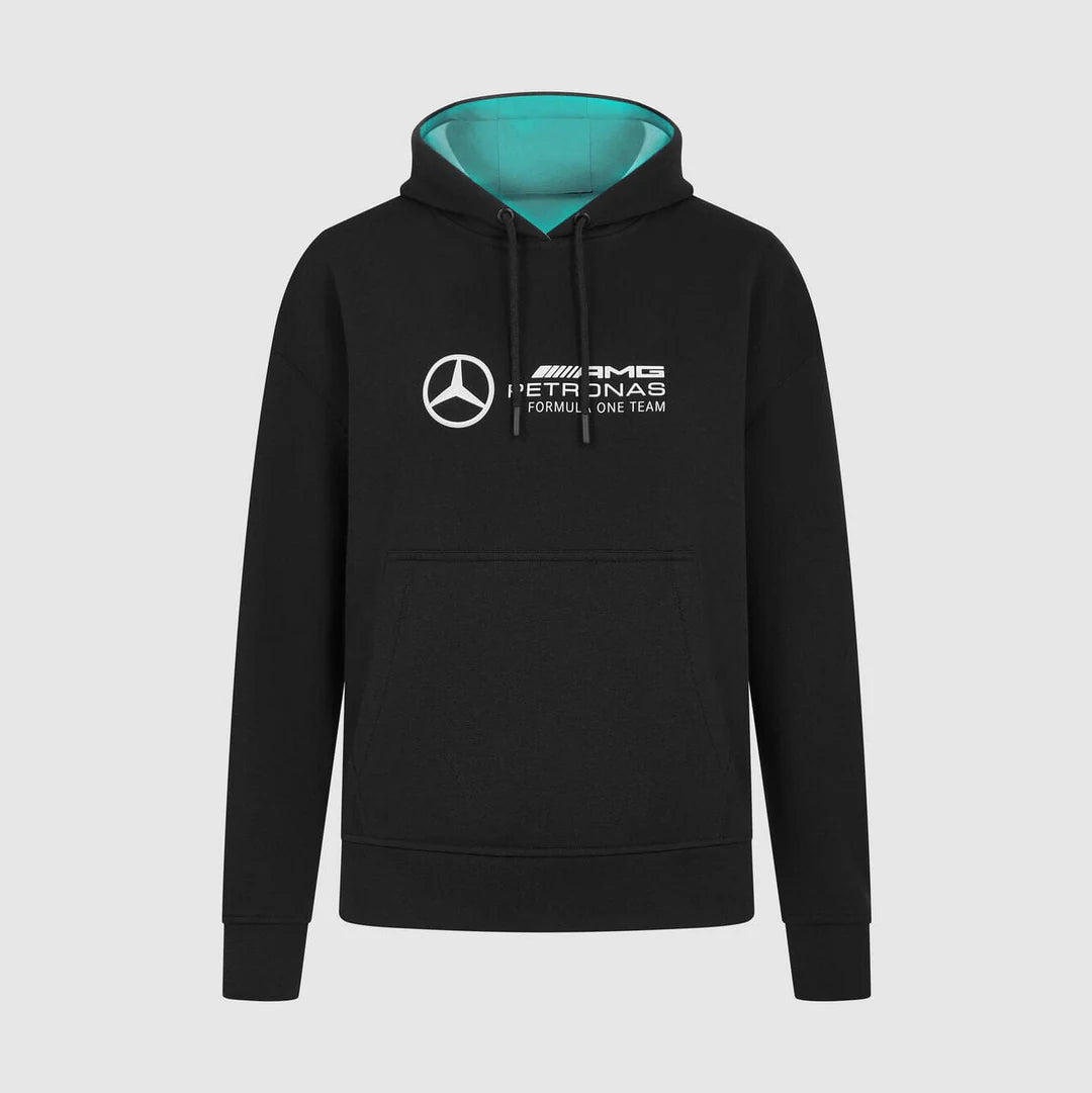 Mercedes AMG Petronas F1 Women's Oversized Logo Hoodie - Black/Mint