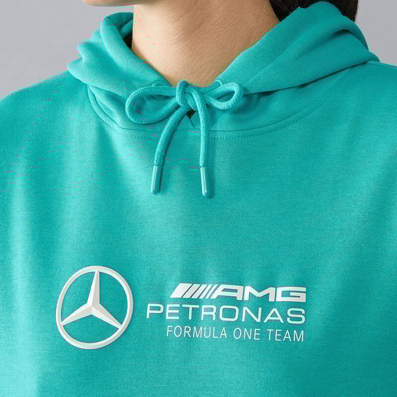 Mercedes AMG Petronas F1 Women's Oversized Logo Hoodie - Black/Mint