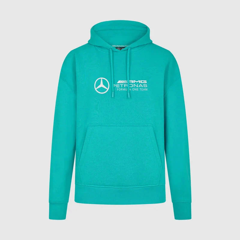 Mercedes AMG Petronas F1 Women's Oversized Logo Hoodie - Black/Mint