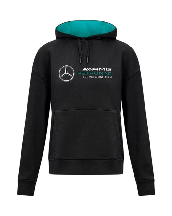 Mercedes AMG Petronas F1 Women's Oversized Logo Hoodie - Black/Mint