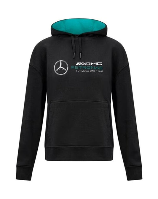 Mercedes AMG Petronas F1 Women's Oversized Logo Hoodie - Black/Mint